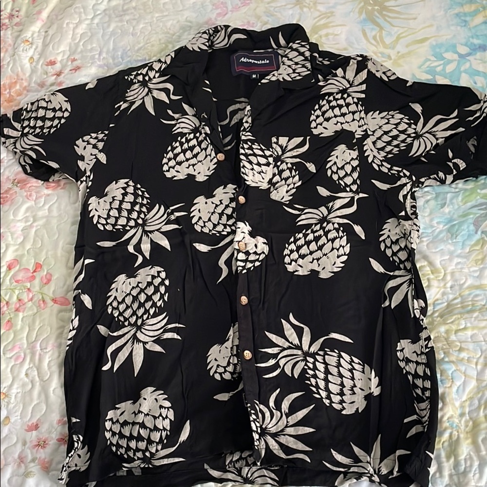 Aeropostale Black and White Casual Button Down Shirt